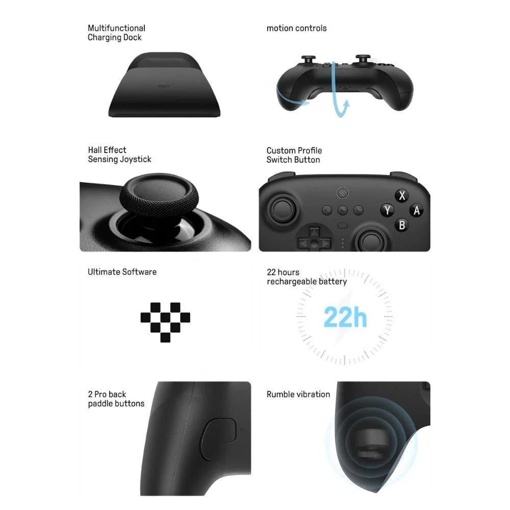 Ultimate Bluetooth 2.4G Gaming Controller with Charging Dock: for Switch, Windows PC, Steam, Android, Ios