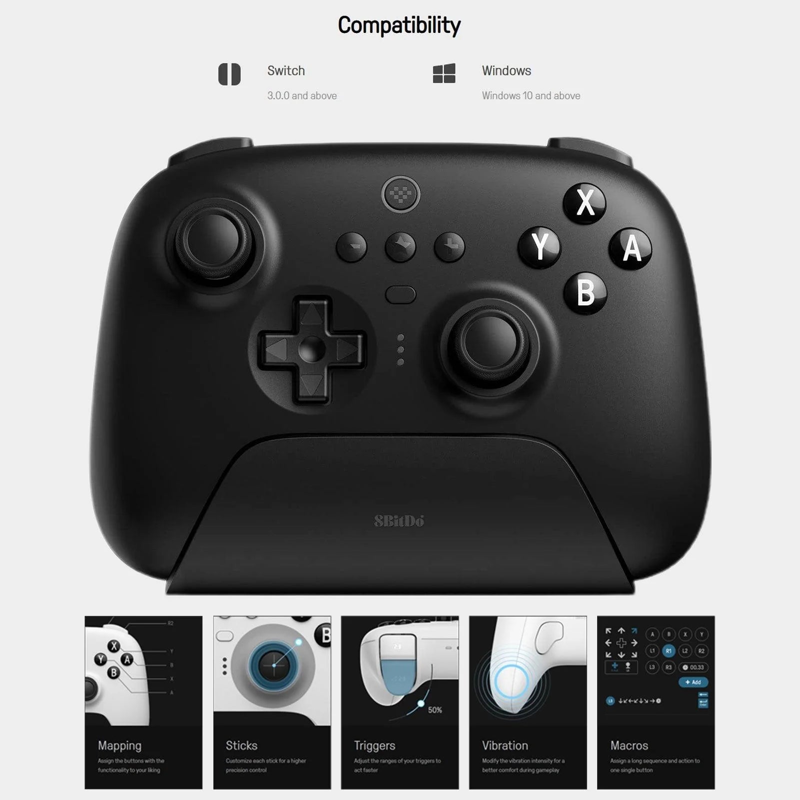 Ultimate Bluetooth 2.4G Gaming Controller with Charging Dock: for Switch, Windows PC, Steam, Android, Ios